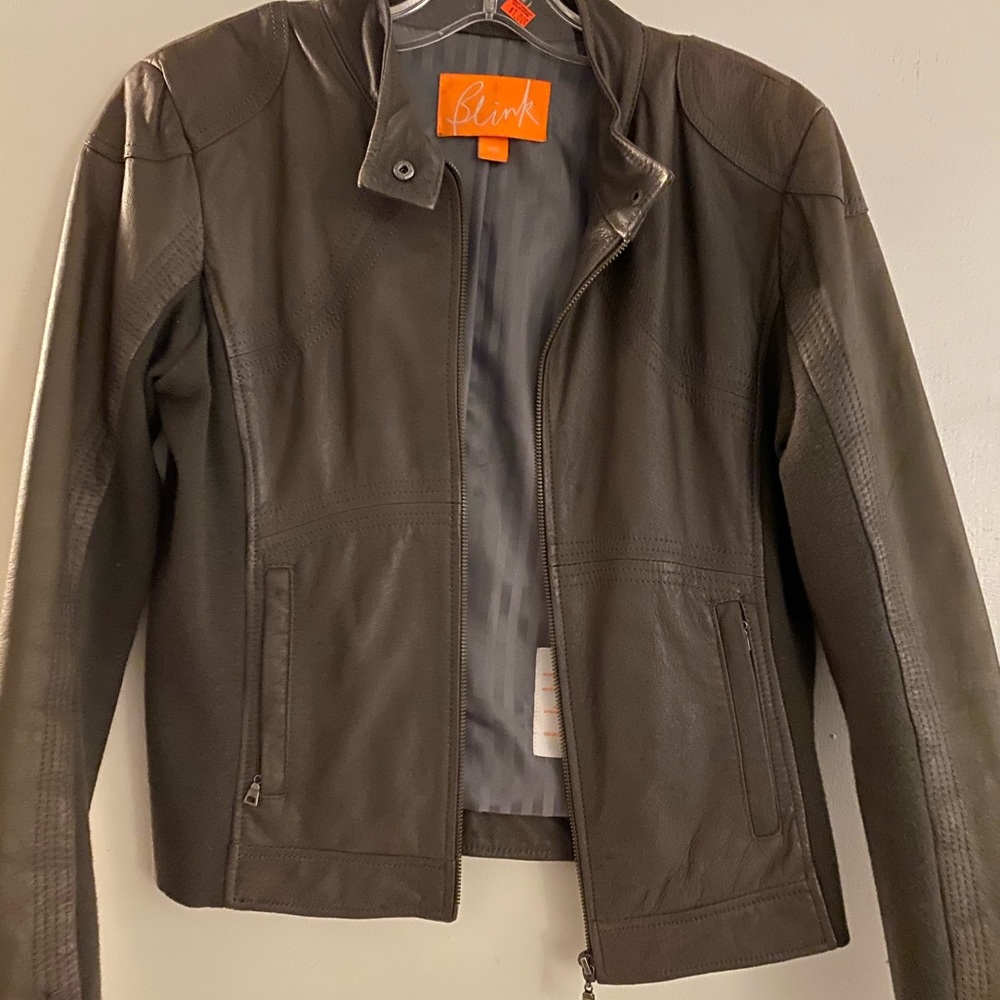 Grey faux Leather Jacket